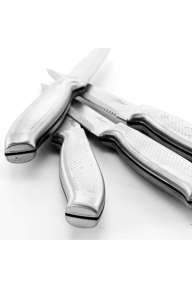 Edgefield 14 Piece Stainless Steel Cutlery Knife Set with Black Knife Block, Alternate, color, Silver