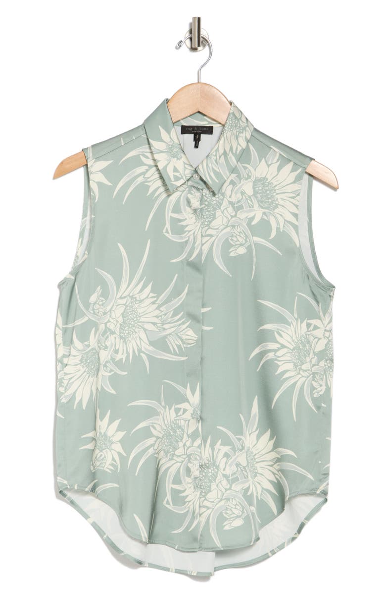 rag & bone Darla Floral Sleeveless Satin Button-Up Shirt, Alternate, color,