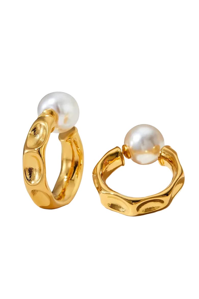 Calira Pearl Earrings, Main, color, Gold & White Pearl
