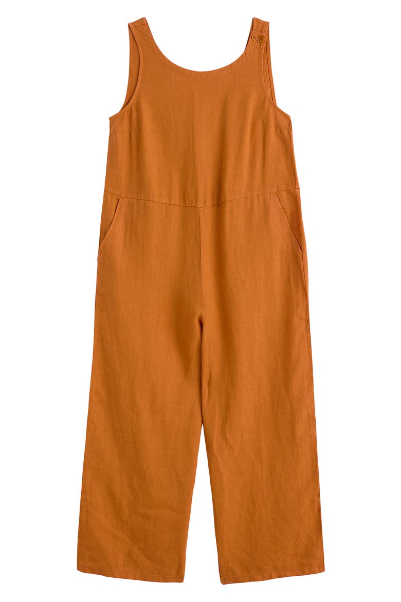 Salt Air Wide Leg Linen Jumpsuit, Alternate, color, AMBER