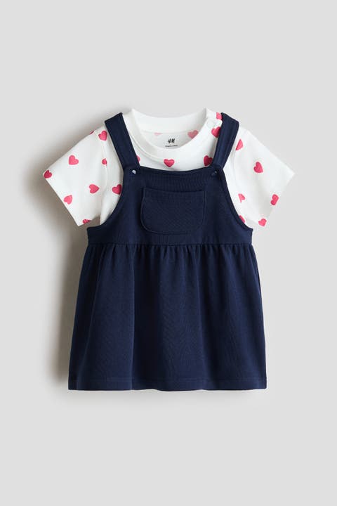 2-piece Dungaree Dress And Top Set