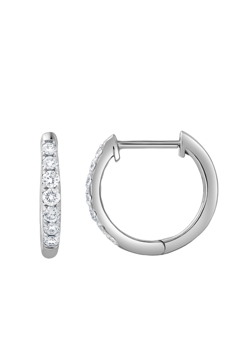 LuvMyJewelry Elina 0.3 Cts 14K Gold Diamond Huggie Hoop Earrings, Alternate, color, 14K White Gold