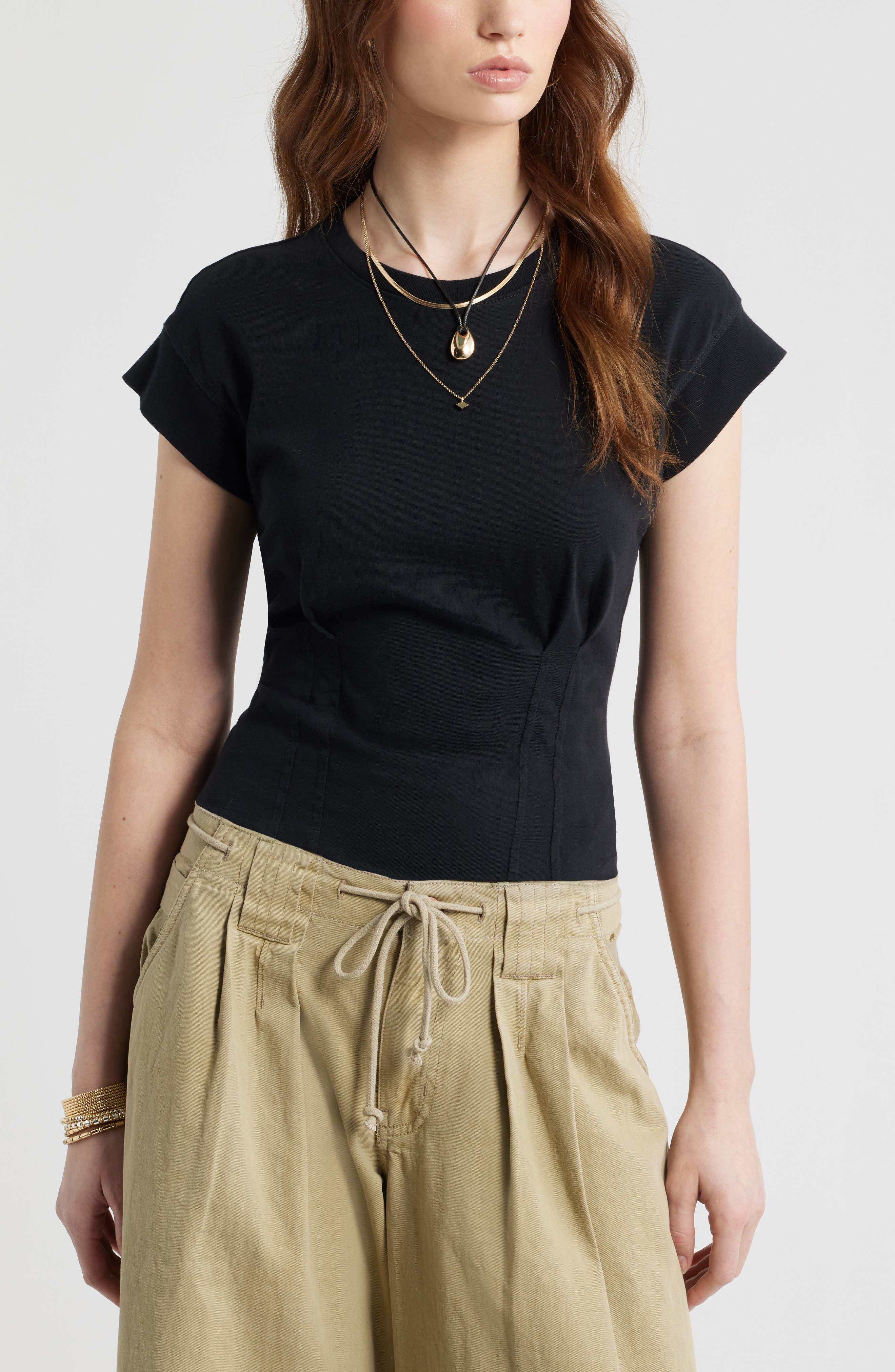 Pintuck Cotton T-Shirt