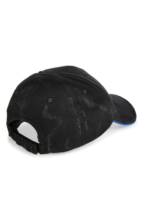 Balenciaga Tilted Typo Distressed Cotton Twill Baseball Cap In Brown