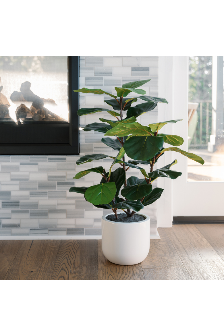 3 ft Faux Potted Fiddle Leaf Fig Tree, Alternate, color, Green