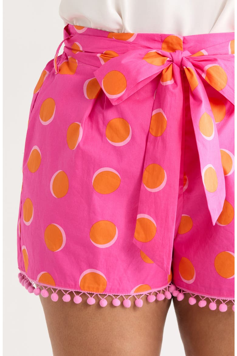 Maeve Belted Floral Zaferia Shorts, Alternate, color, FUCHSIA ORANGE DOT