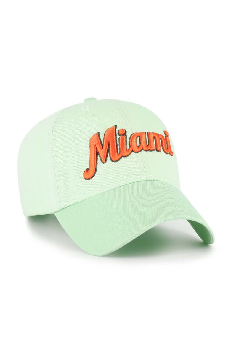 '47 Men's '47 Light Green Miami Hurricanes Vault Clean Up Adjustable Hat, Alternate, color,