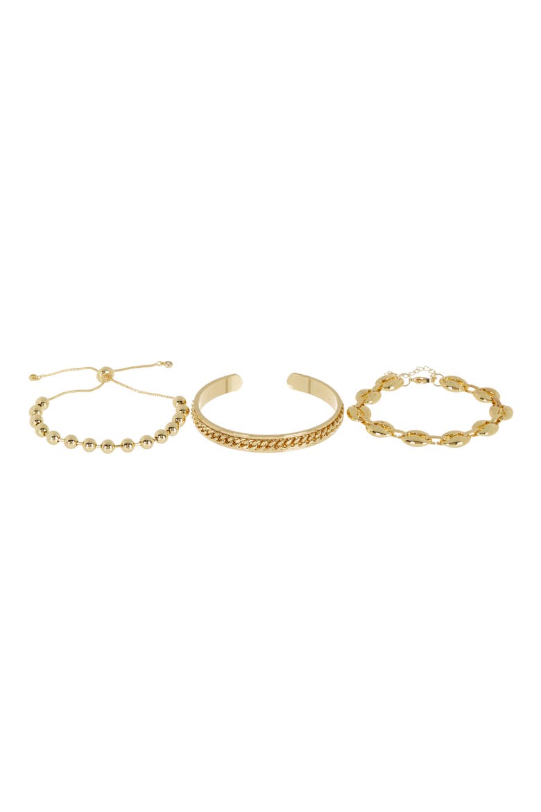 Set of 3 Laurel Bracelets, Main, color, GOLD