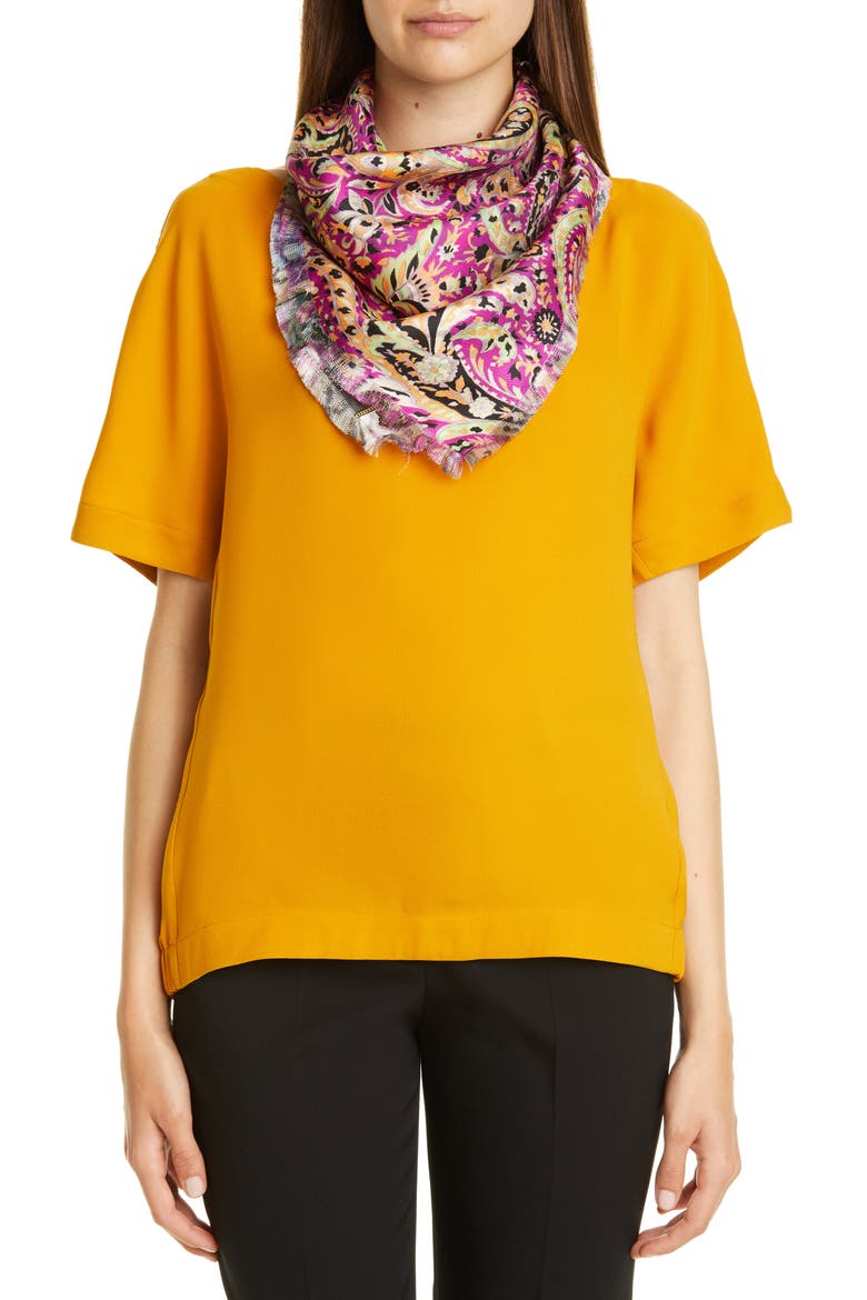 Foulard Reversible Silk Square Scarf, Alternate, color, GOLD