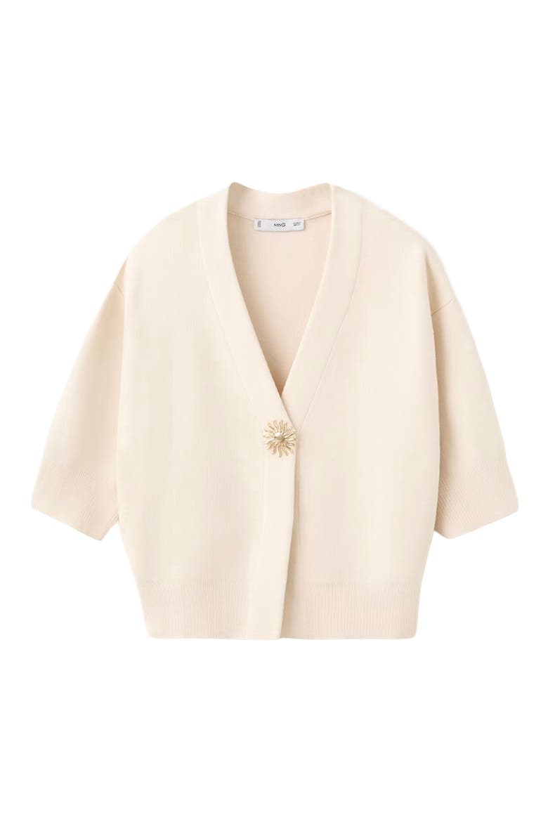 Short Sleeve One-Button Cardigan, Main, color, ECRU