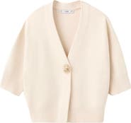 MANGO Short Sleeve One-Button Cardigan