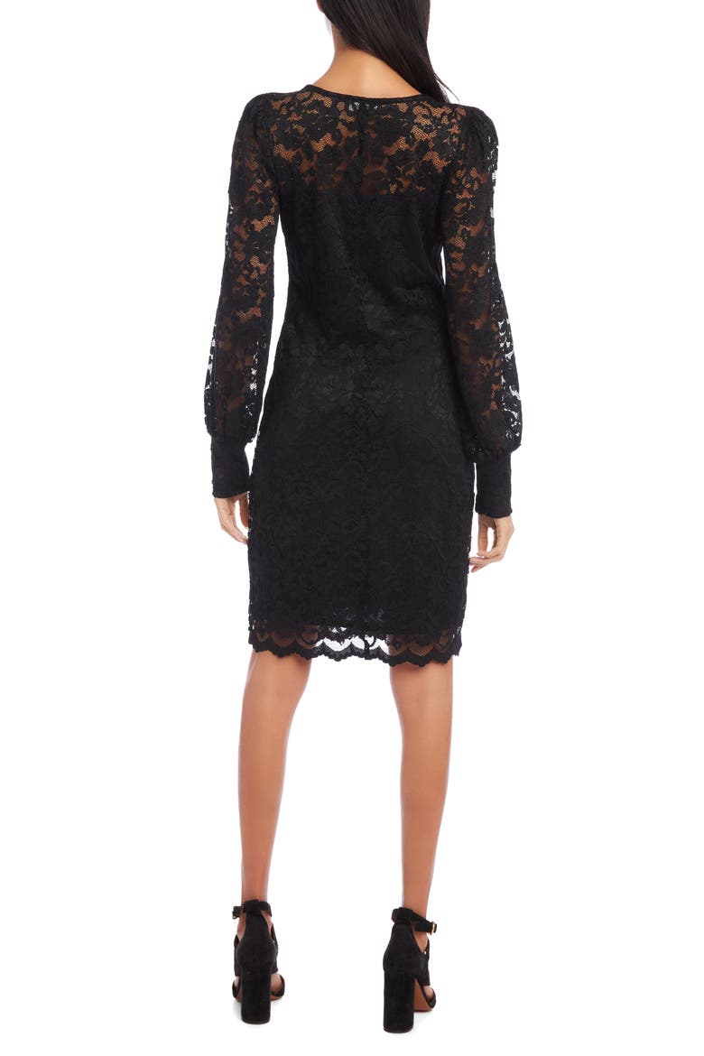 Long Sleeve Lace A-Line Dress, Alternate, color, BLACK