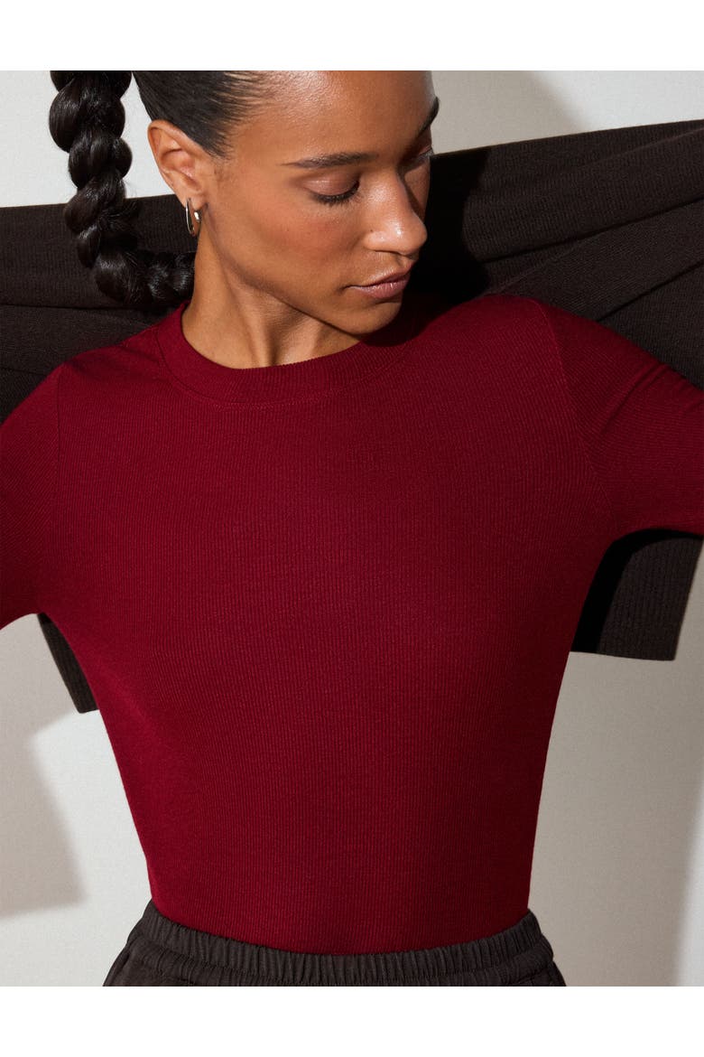 Essential Rib Crew Long Sleeve T-Shirt, Alternate, color, Red