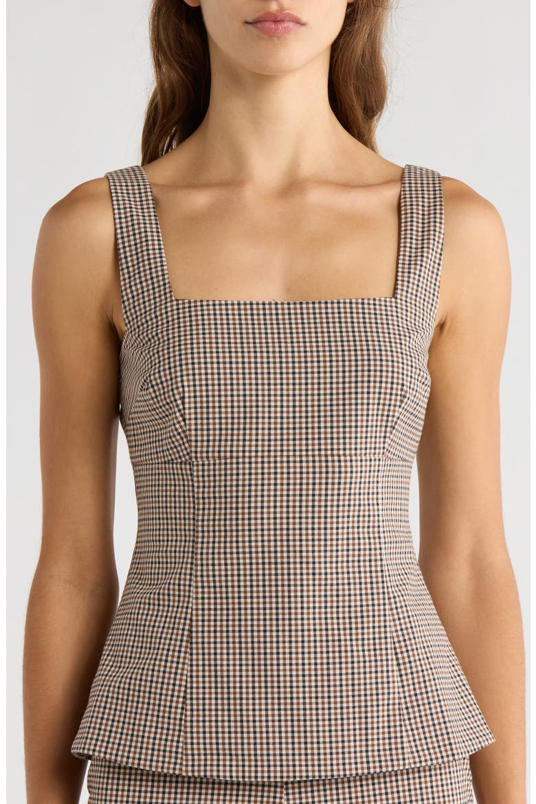 x Sara Walker Carolyn Plaid Sleeveless Top, Alternate, color, BROWN