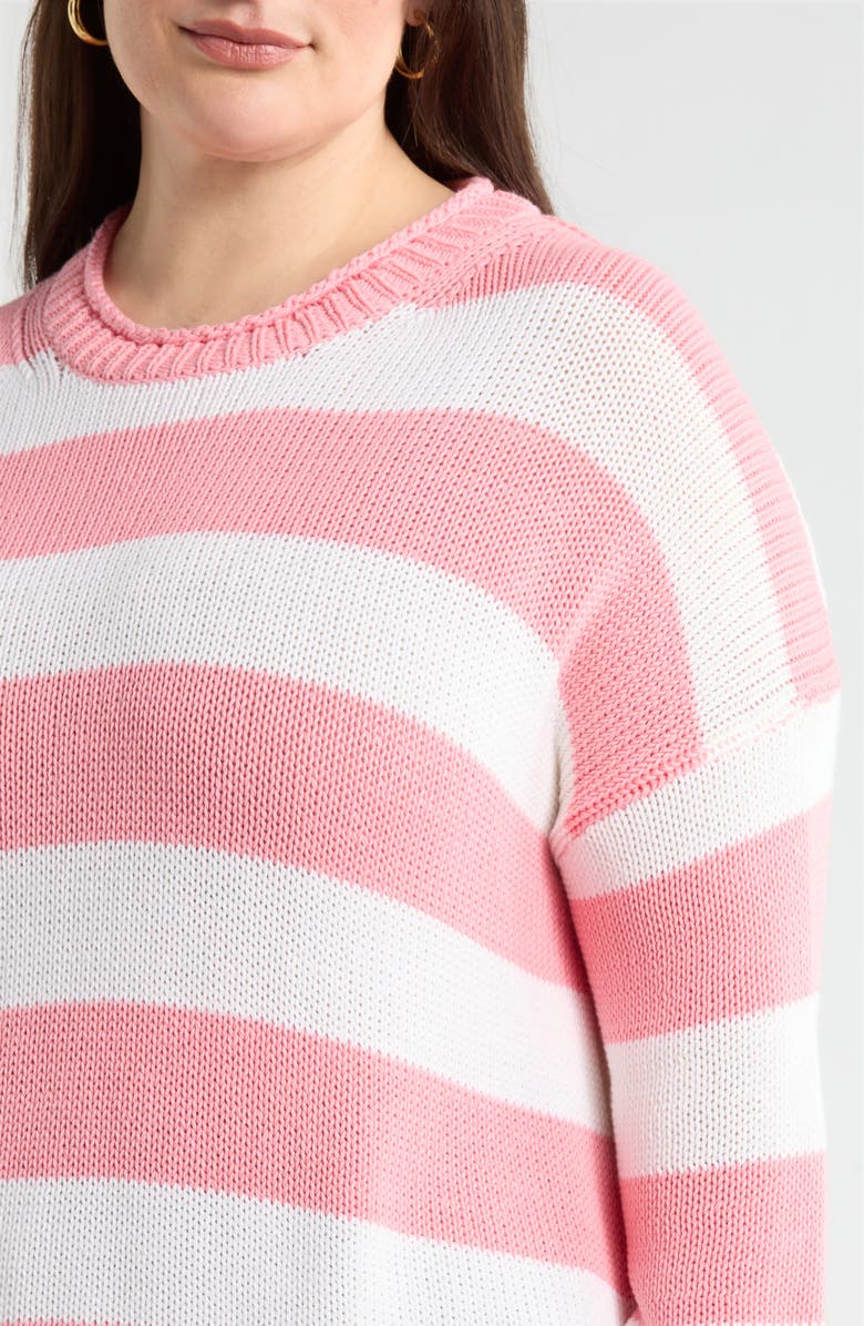 Caslon<sup>®</sup> Stripe Roll Neck Sweater, Alternate, color, Pink Dianthus- White Stripe