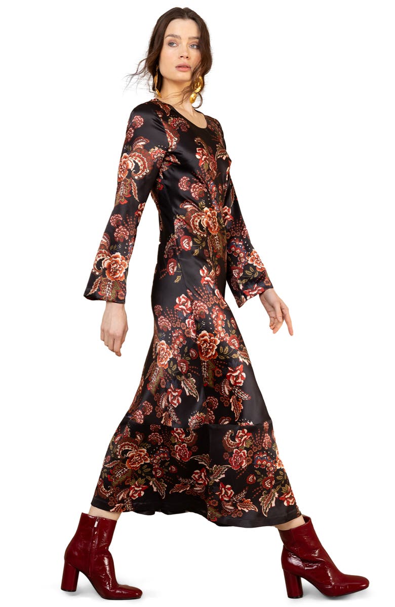 Hale Bob Egypt Charmeuse Dress, Alternate, color, Black