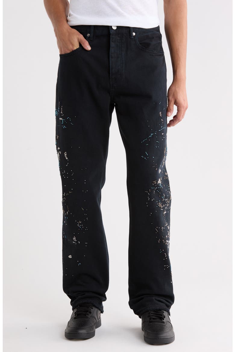 Beaded Splatter High Waist Slim Fit Jeans, Main, color, BEADED SPLATTER