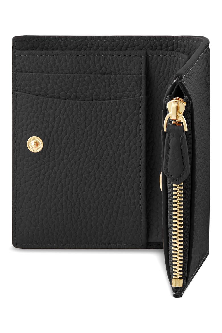 Small Leather Bifold Wallet, Alternate, color, Black Caviar