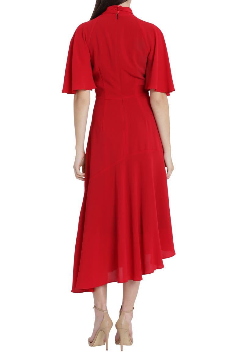 Asymmetrical Midi Dress, Alternate, color, SALSA RED