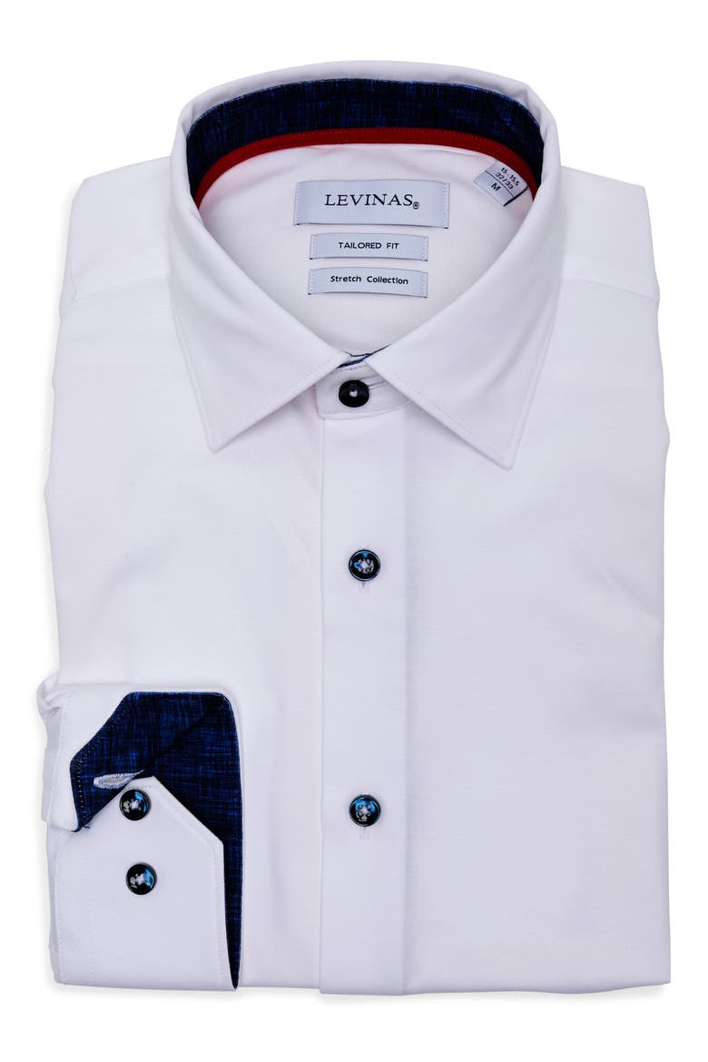 Tailored Fit Solid Cotton Dress Shirt, Alternate, color, LT BLUE
