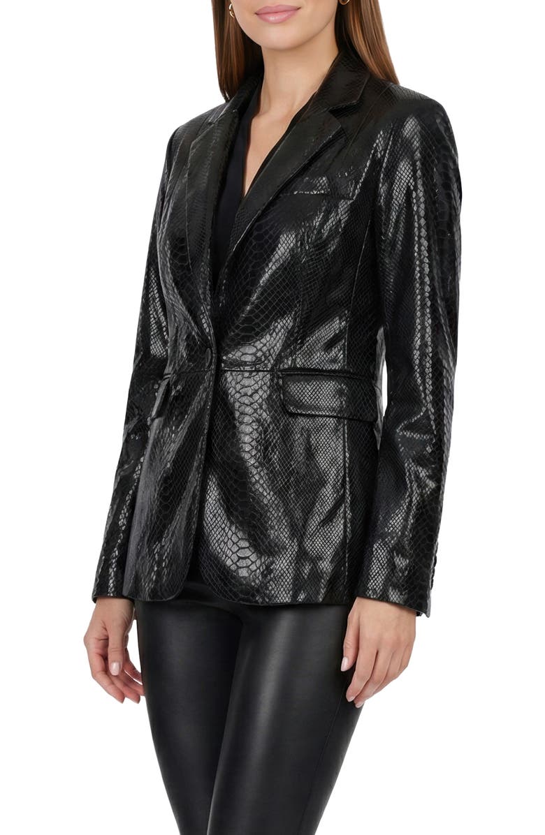 GORSKI Genuine Metis Suede Pythn Printed Single Breasted Blazer, Alternate, color, Black