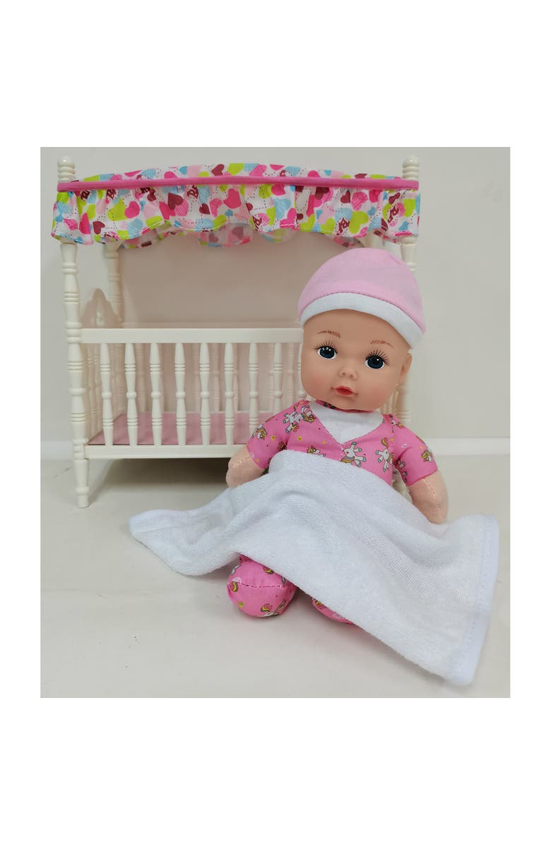 Baby's First Canopy Crib With Toy Doll, Main, color, Multicolored