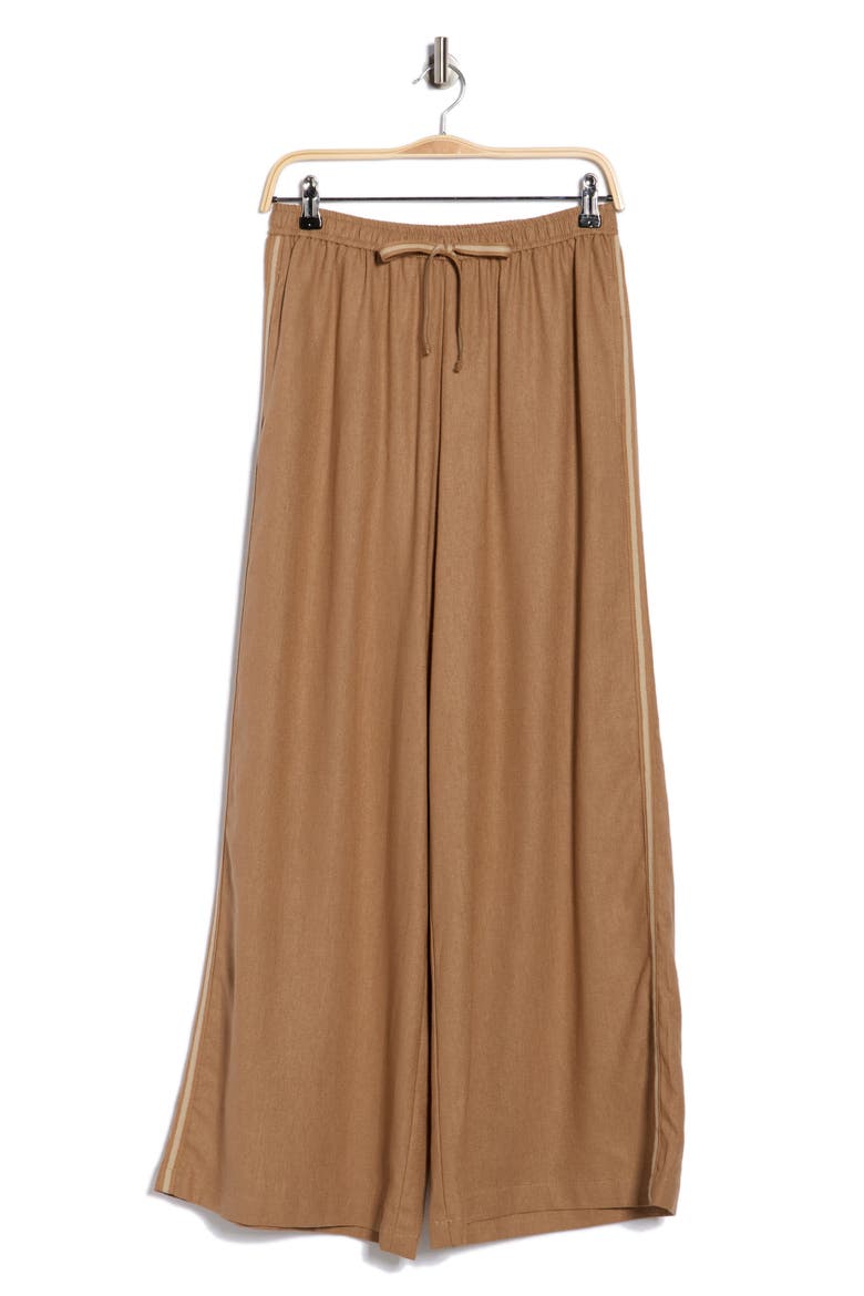 Side Stripe Linen Blend Wide Leg Pants, Alternate, color, MOCHA