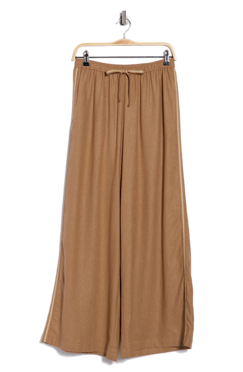 MAX STUDIO Side Stripe Linen Blend Wide Leg Pants, Main, color, Mocha