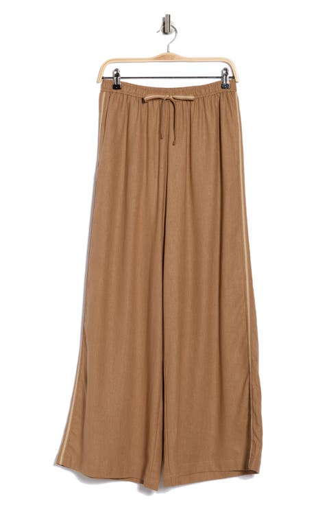 Side Stripe Linen Blend Wide Leg Pants