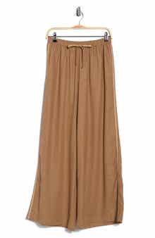 MAX STUDIO Side Stripe Linen Blend Wide Leg Pants