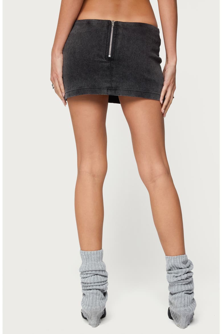 Lace Up Stretch Denim Miniskirt, Alternate, color, BLACK-WASHED