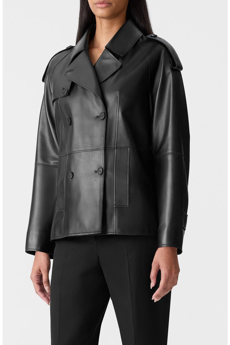 Dolores Double Breasted Leather Jacket, Main, color, BLACK