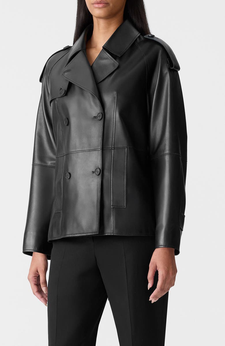 Mackage Dolores Double Breasted Leather Jacket, Main, color, Black