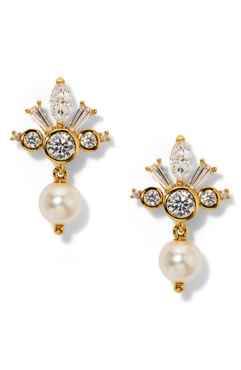 Undersea Crown Imitation Pearl Drop Earrings