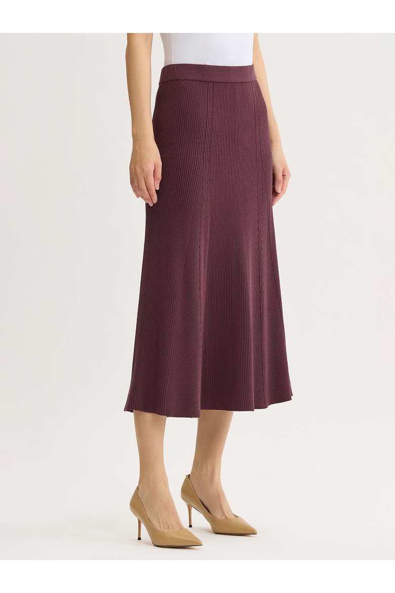 Flared Tonal Ribbed Knit Maxi Skirt, Alternate, color, Mahogany