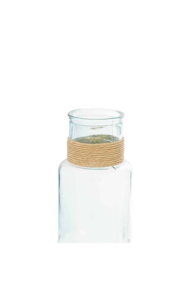 GINGER BIRCH STUDIO Clear Recycled Glass Vase with Rattan Detail, Alternate, color, Clear