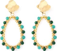 Panacea Stone and Glass Beaded Teardrop Drop Earrings