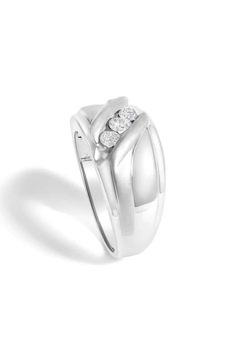 Men's Silver 1/2 Cttw Diamond Channel Set 3-Stone Band Ring, Alternate, color, White