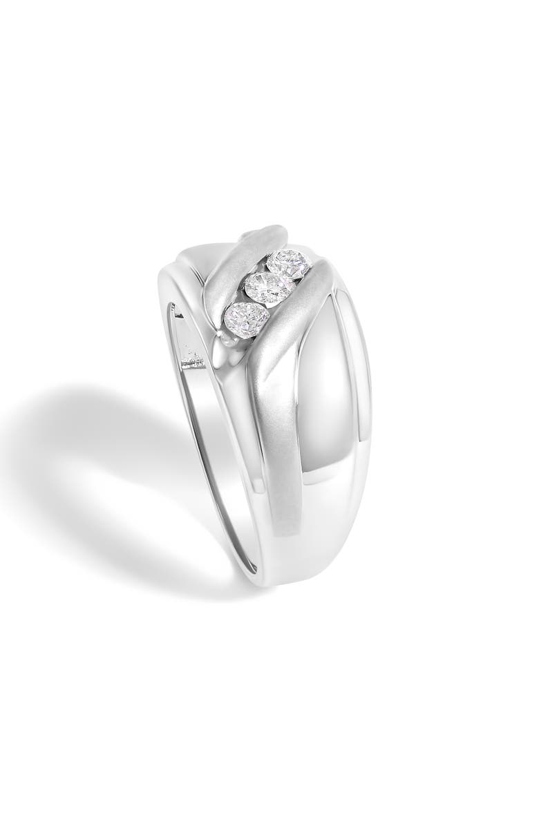 Haus of Brilliance Men's Silver 1/2 Cttw Diamond Channel Set 3-Stone Band Ring, Alternate, color, White