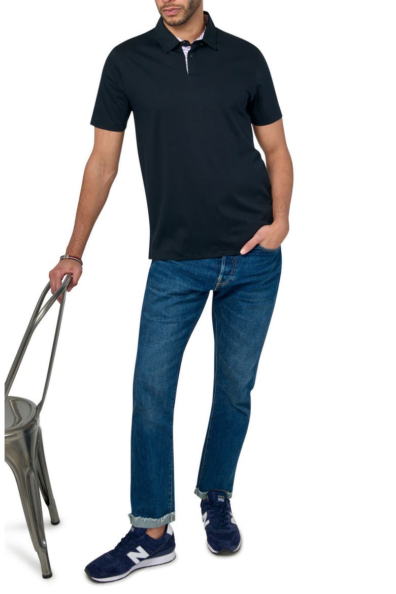 Slim Fit Solid Short Sleeve Polo, Alternate, color, BLACK