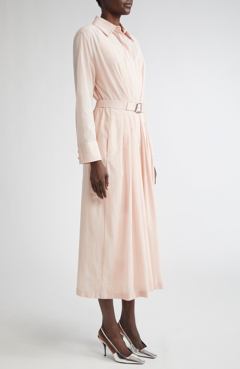 Akris Long Sleeve Cotton Voile Belted ShirtDress, Alternate, color, Pale Pink