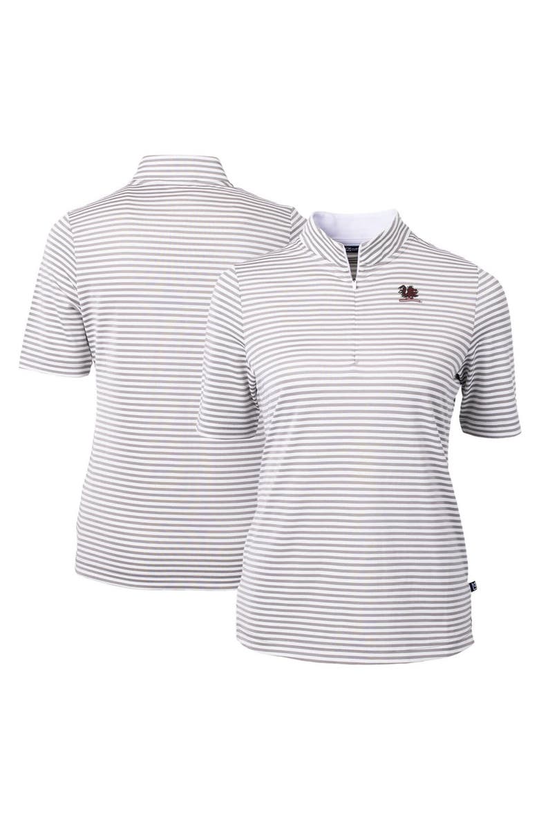 Cutter & Buck Women's Cutter & Buck  Gray South Carolina Gamecocks Vault DryTec Virtue Eco Pique Stripe Recycled Top, Main, color, 