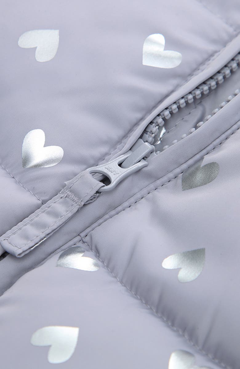 Rokka&Rolla Soft Fleece Lined Bunny Puffer Jacket, Alternate, color, Gray/ Heart Foil Print