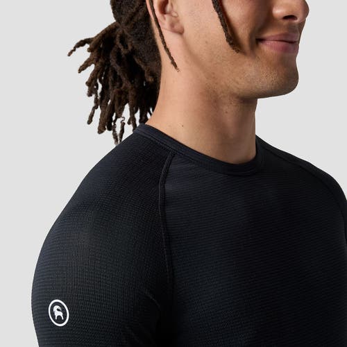Backcountry Pines Microgrid Ultra-lt Baselayer Crew Top In Black