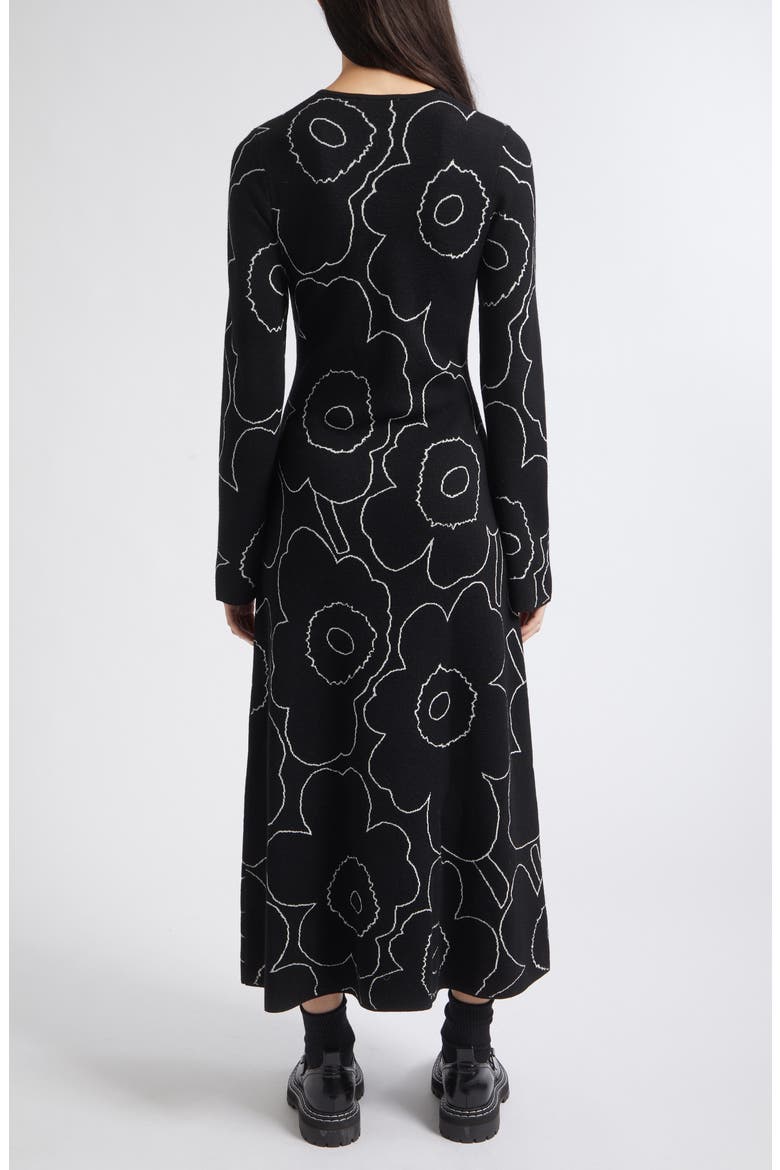 Takaisin Pirto Unikko Print Knit Wool & Cotton Blend Midi Dress, Alternate, color, BLACK OFF WHITE