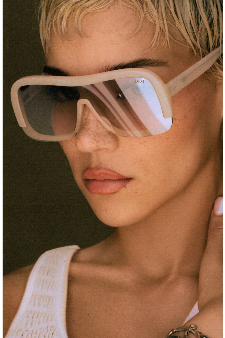 Afters Shield Sunglasses, Alternate, color, AFTERS MILKY CREAM / LIGHT BRO