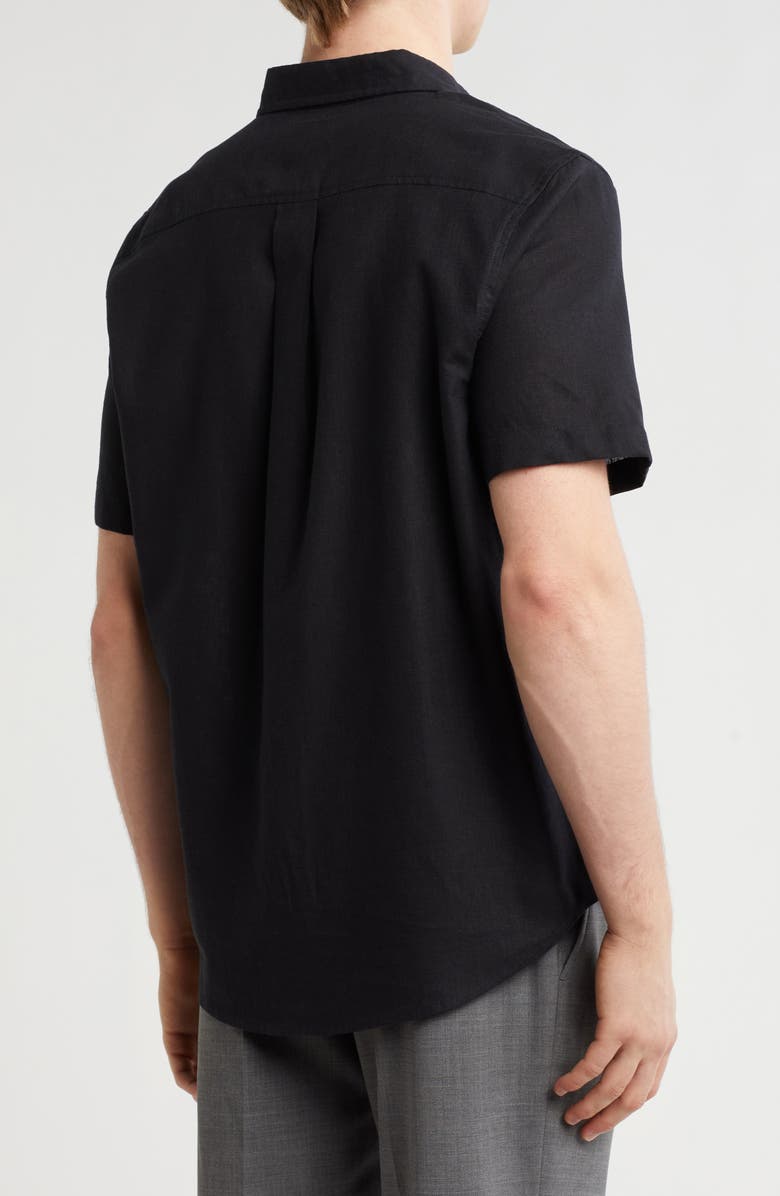 14th & Union Linen & Cotton Short Sleeve Button-Up Shirt, Alternate, color, Black