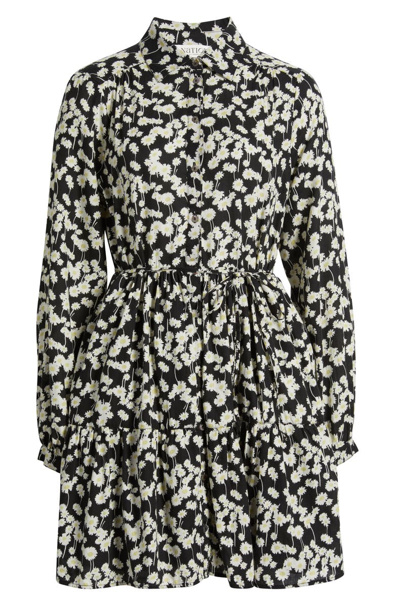Nation LTD Sabreena Print Tie Waist Long Sleeve Organic Cotton Shirtdress, Alternate, color, Hazy Daisy