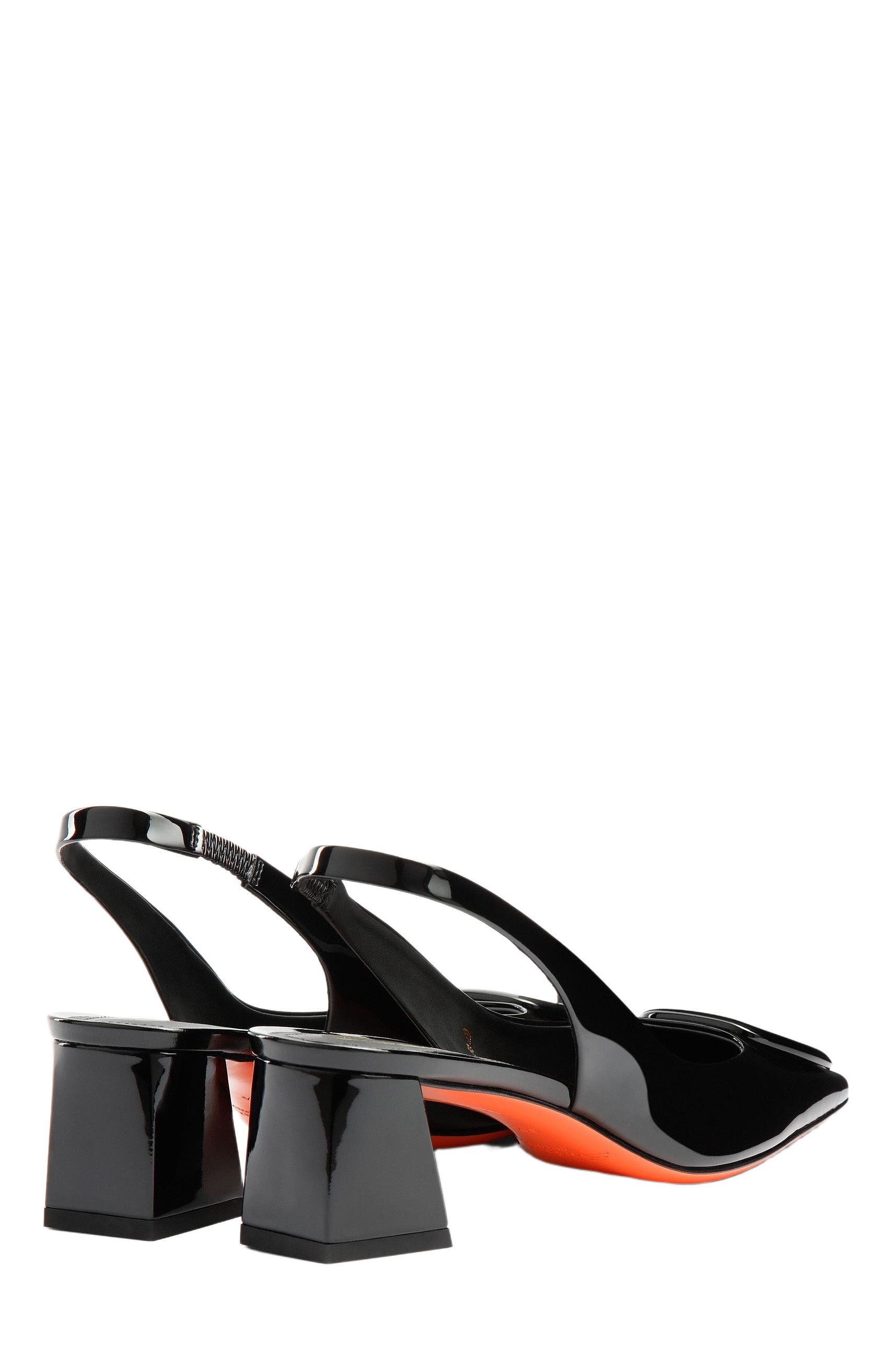 Santoni Women's Lemon Patent Sling Back, Alternate, color, Black