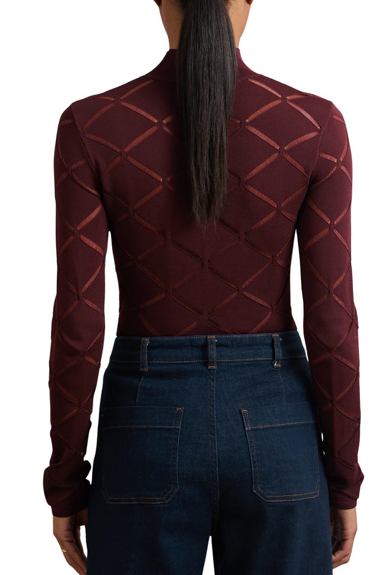Serene Open Stitch Mock Neck Sweater, Alternate, color, RASPBERRY RED